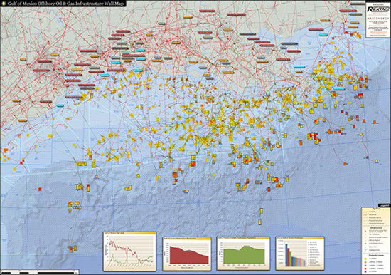 Gulf Of Mexico Infrastructure wall map