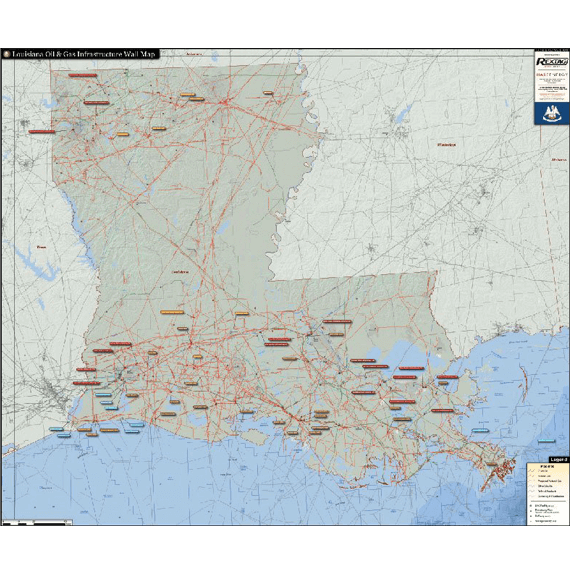 Louisiana Oil & Gas Infrastructure Wall Map